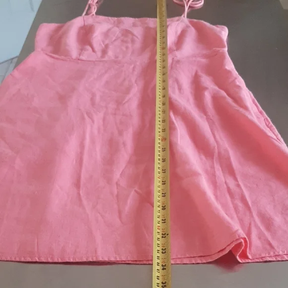 SWEET💞LINEN blendOld Navy Pink Tie-Strap Mini Dress Fits M POCKETS!!! - Picture 11 of 12